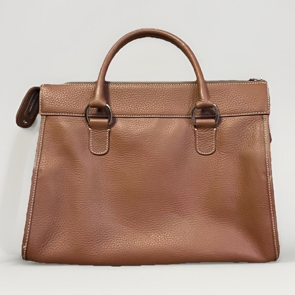 Dooney & Bourke Leather Purse/Handbag K029557 Brown/Cognac Double Pocket Tote - Picture 2 of 10